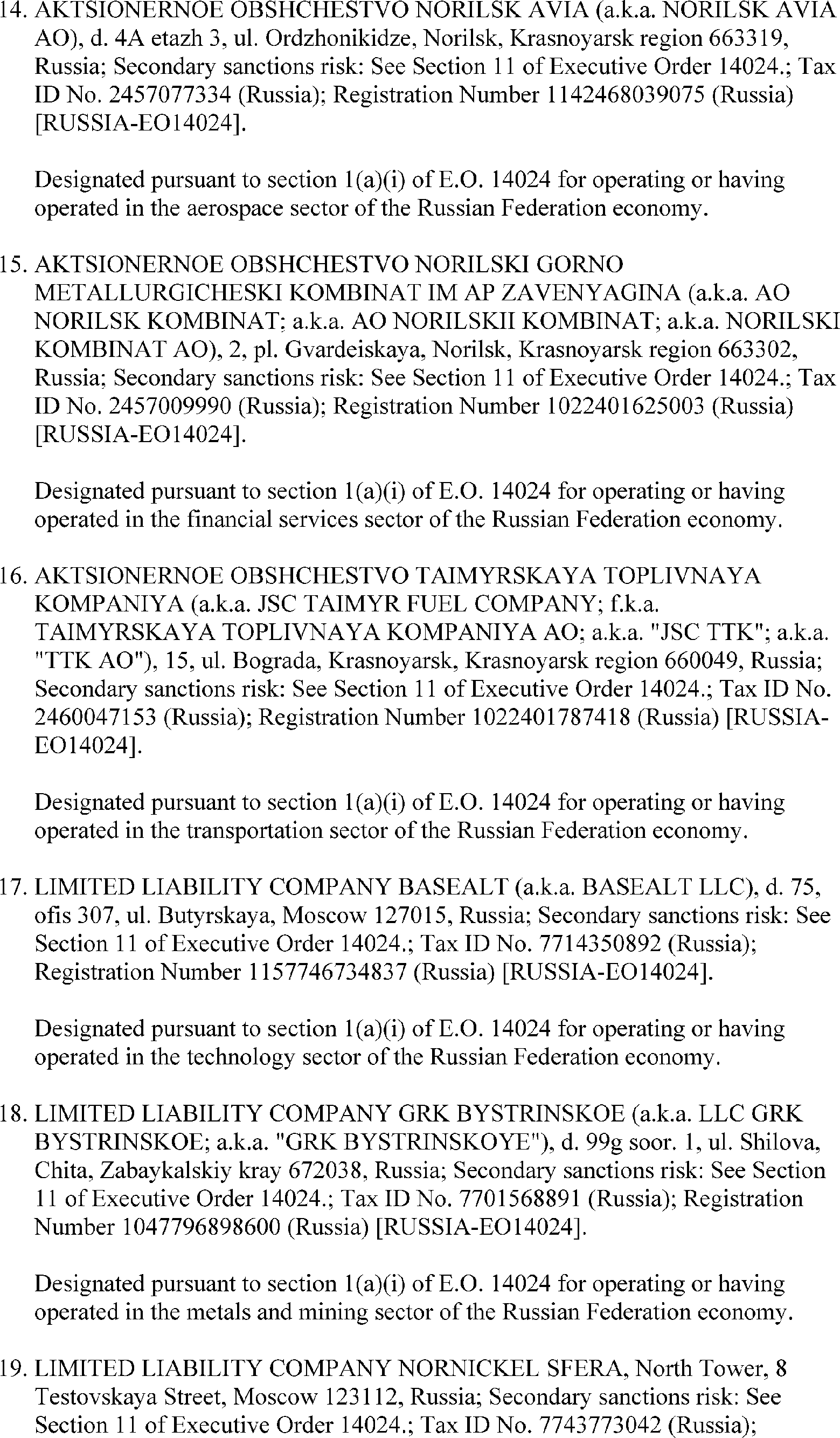 Federal Register :: Notice of OFAC Sanctions Action