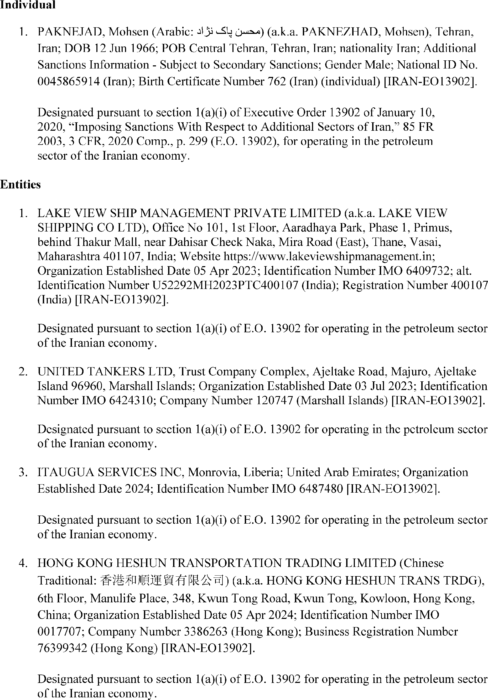 Federal Register :: Notice of OFAC Sanctions Action