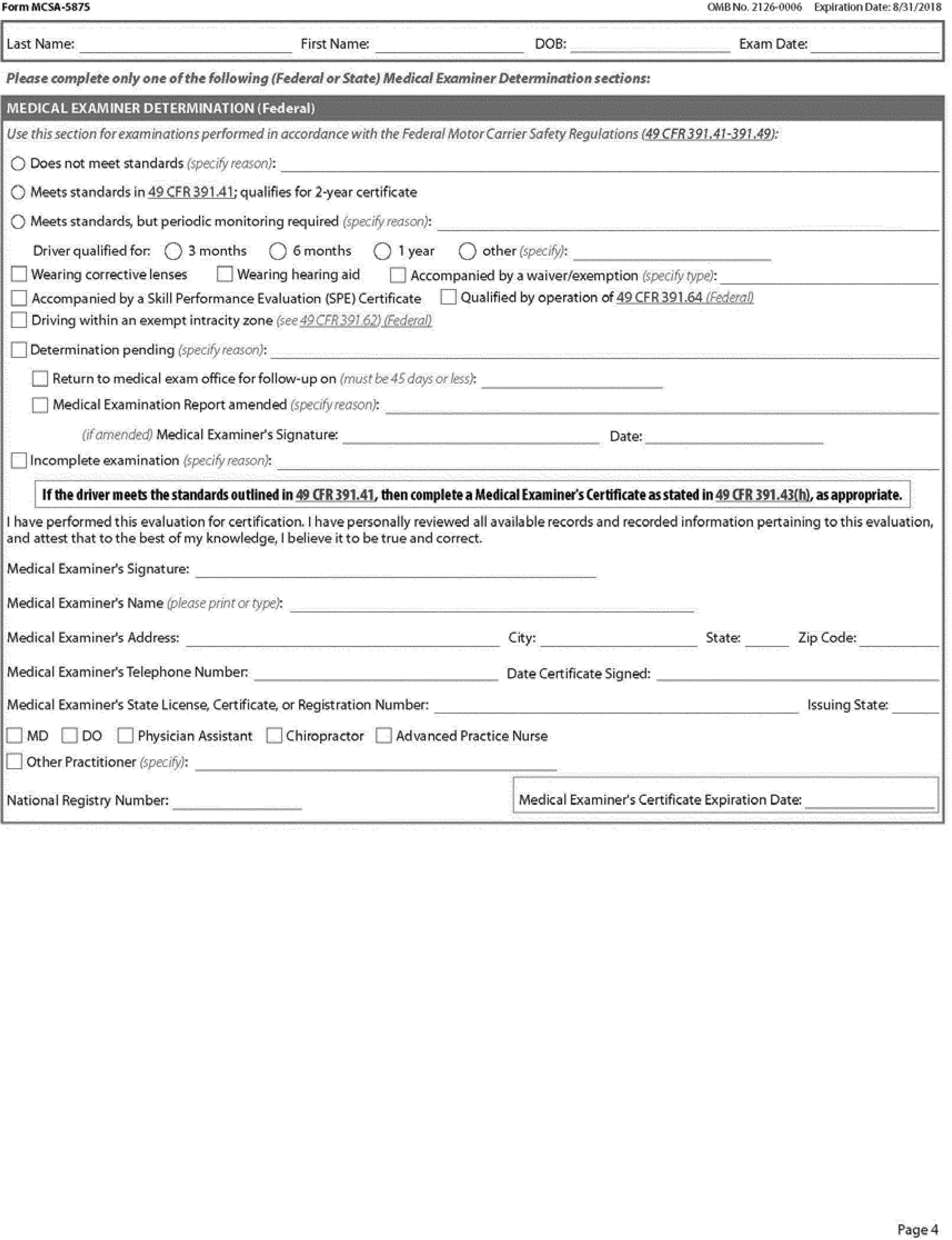 federal register :: physical qualifications and examinations
